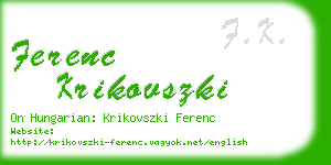 ferenc krikovszki business card